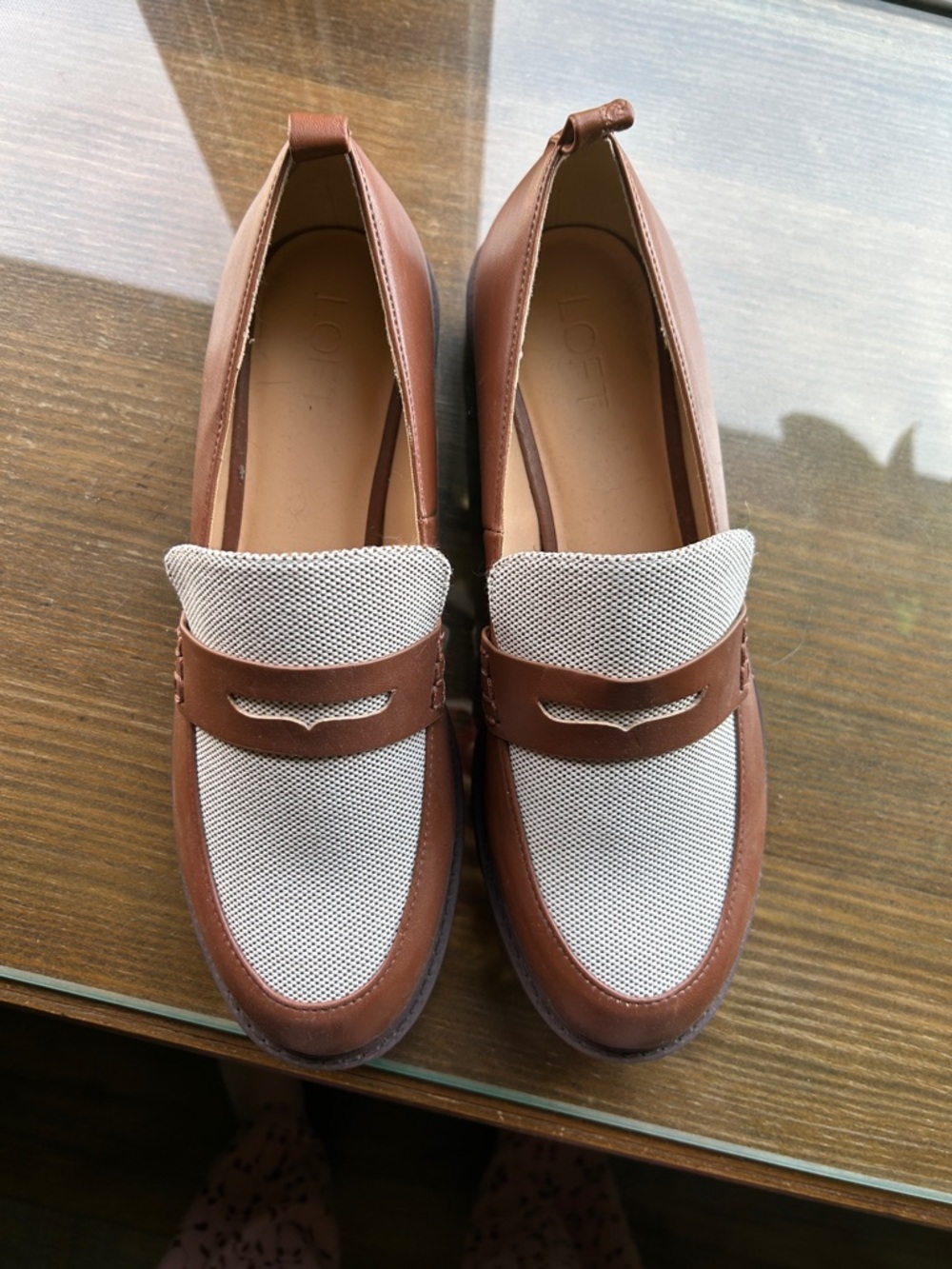Loft Women’s Brown & White Two-Tone Leather Penny Loafers - Picture 4 of 7